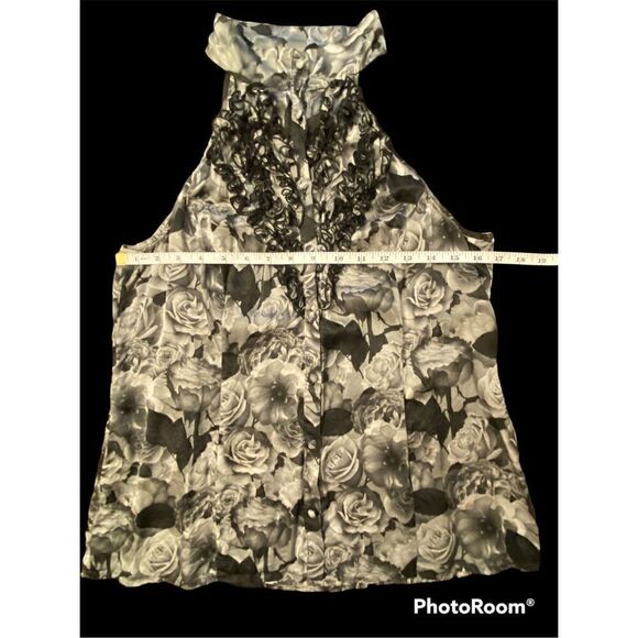Woman’s Kenar SZ L 100% Silk Sexy Ruffled High Neck Top - Picture 4 of 5